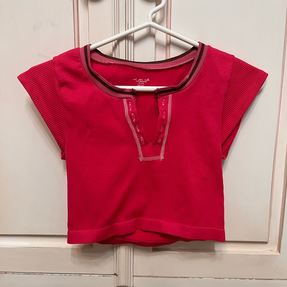 URBAN OUTFITTERS- pink+ brown Out From Under Go For Gold Seamless Top